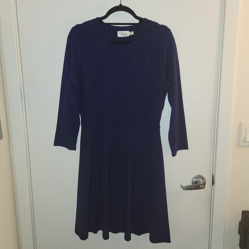 Eliza J Blue Fit and Flare Sweater Dress Size L